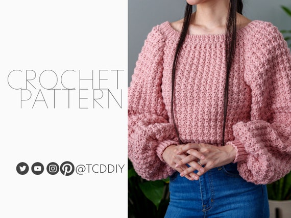 Crochet Balloon Sleeve Sweater Pattern 