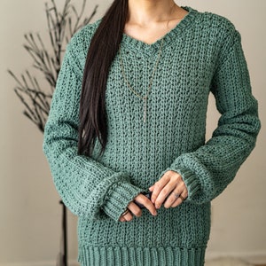 Crochet Pattern Comfy V Neck Sweater Pattern PDF Download - Etsy