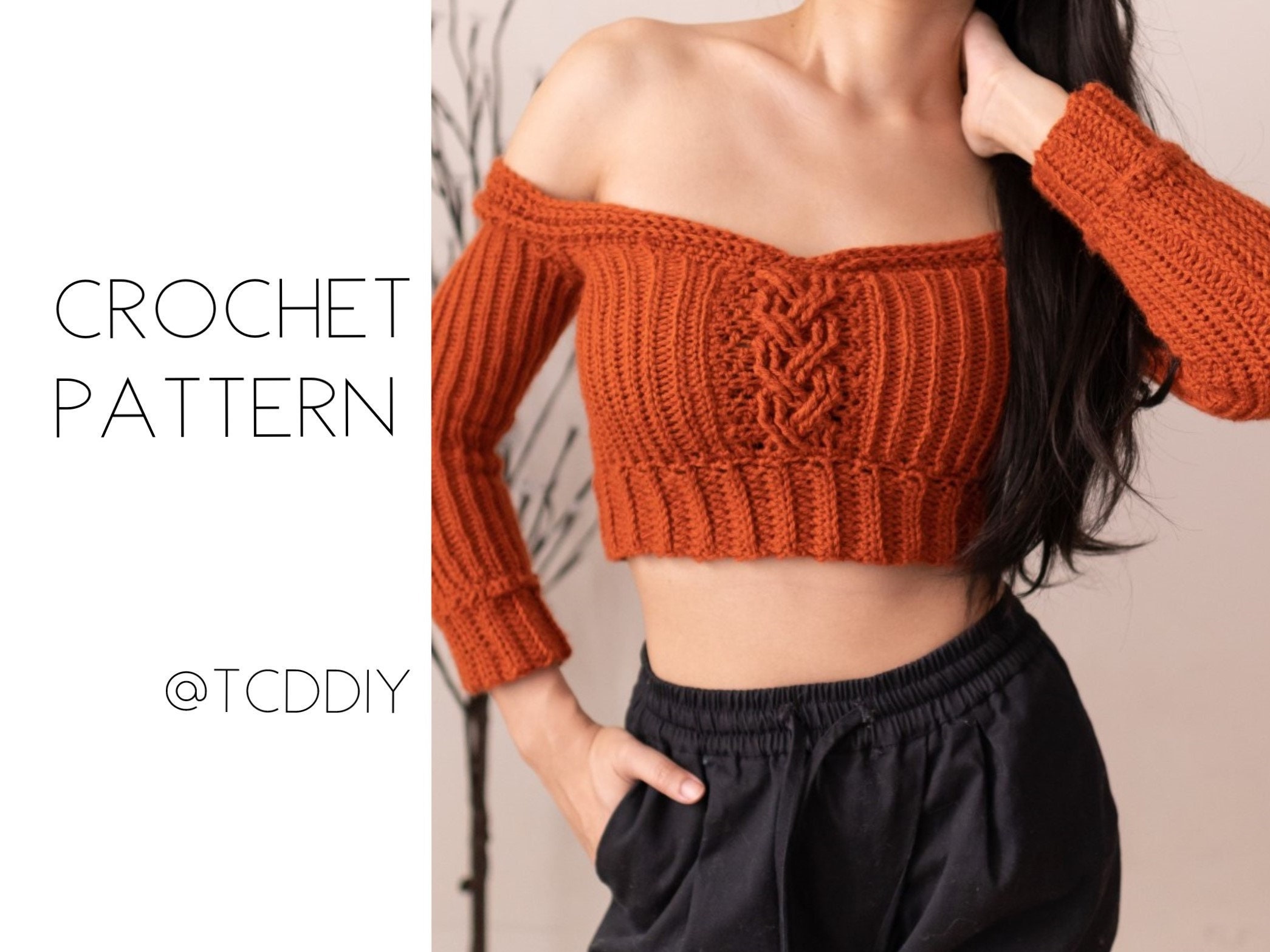 Crochet Cropped Long Sleeve Cable 