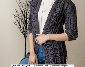 Crochet Pattern | Cable Stitch Duster Cardigan Pattern | PDF Download