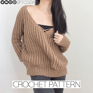 Crochet Pattern Crochet V Neck Sweater Pattern PDF Download image 1