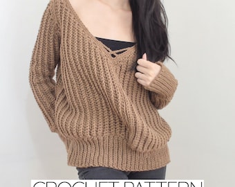 Crochet Pattern | Crochet V Neck Sweater Pattern | PDF Download