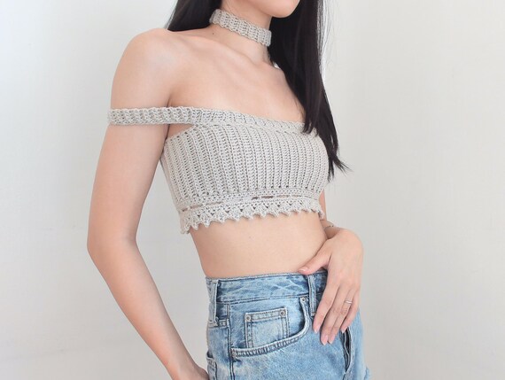 crochet off the shoulder crop top