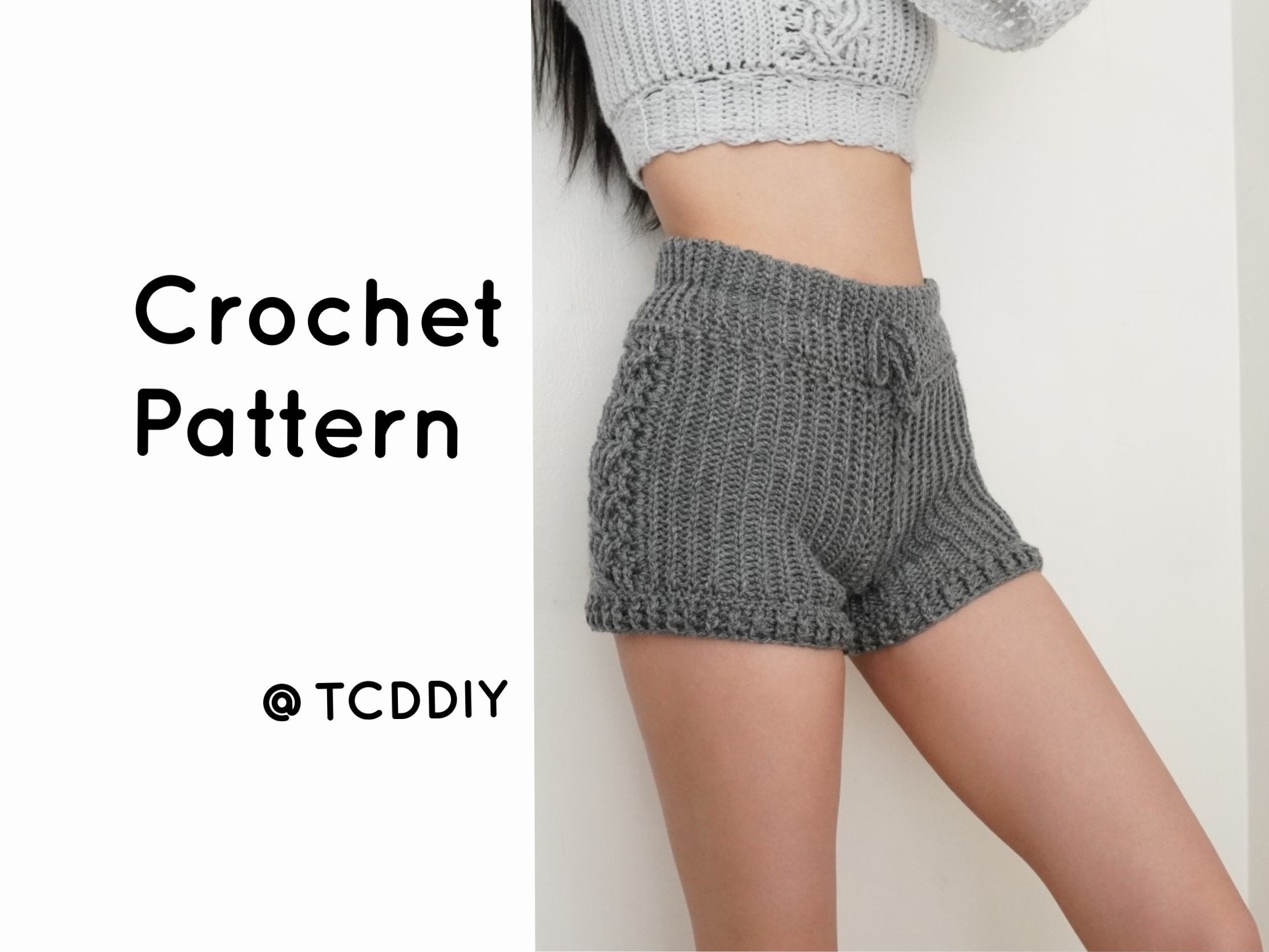 Crochet High Waisted Cable Stitch Shorts Pattern | Etsy Australia