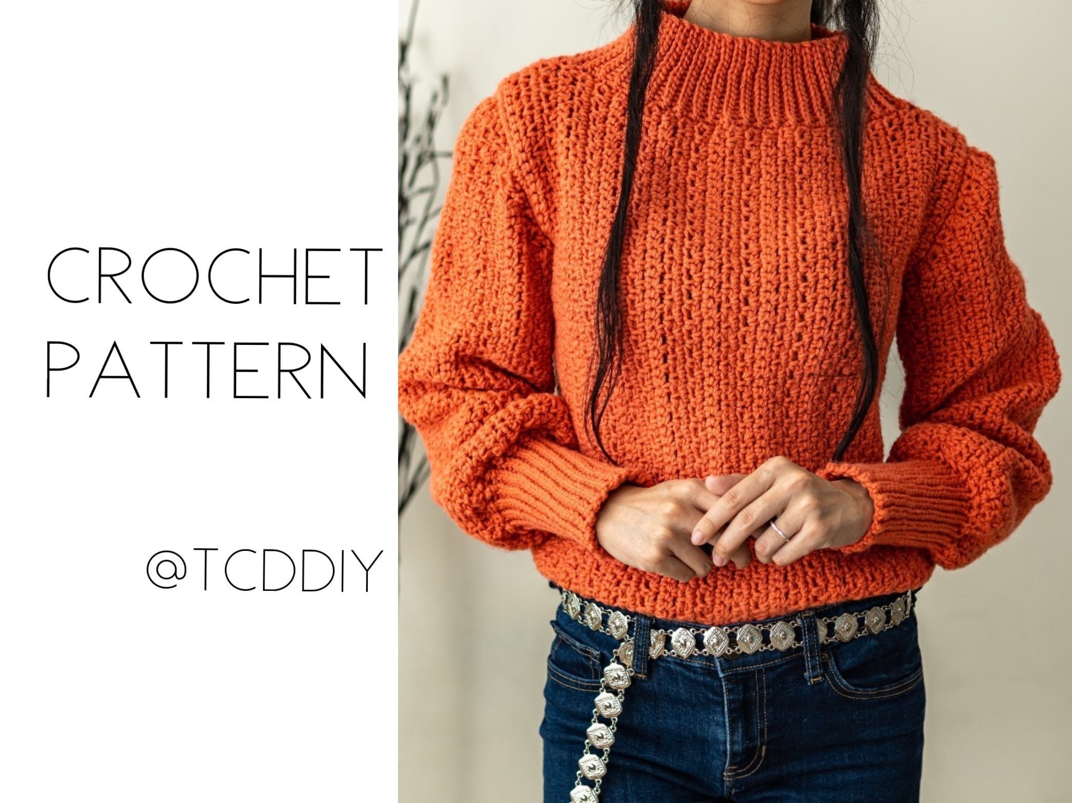 Crochet Balloon Sleeve Sweater Pattern | Etsy