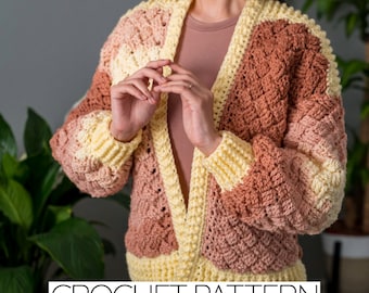 Crochet Pattern | Basketweave Cardigan Sweater | Jacket | PDF Download