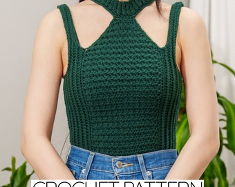 Crochet Cutout Top Pattern: Modern Mock Neck Design (PDF Download)