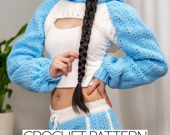 Crochet Pattern | Crochet Hooded Shrug Pattern | Crochet Long Sleeve Baseball T Shrug Pattern | Crochet Hoodie Pattern | PDF Download