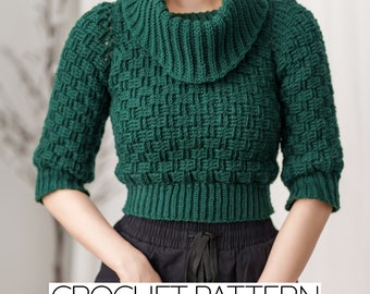 Crochet Pattern | Crochet Cowl Neck Sweater Pattern | Crochet Turtleneck Sweater Pattern | PDF Download