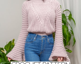 Crochet Pattern | Crochet Bell Sleeve Turtleneck Pattern| PDF Download