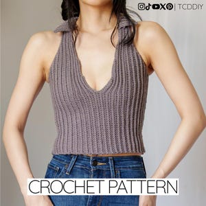Crochet Pattern | Modern Collared V Neck Sweater Vest | PDF Download