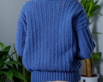Crochet Pattern | Classic Ribbed Crew Neck Sweater | Long