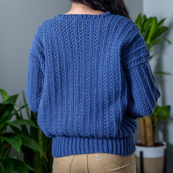 Crochet Pattern | Classic Sweater | Ribbed Crew Neck Long Sleeve
