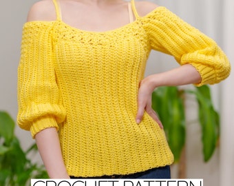 Crochet Pattern | Off the Shoulder Top with Straps | PDF Download