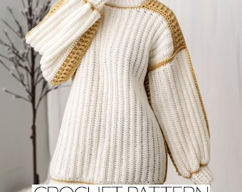 Crochet Pattern | Crochet Oversized Sweater Pattern | Long Sleeve Sweater Pattern | PDF Download