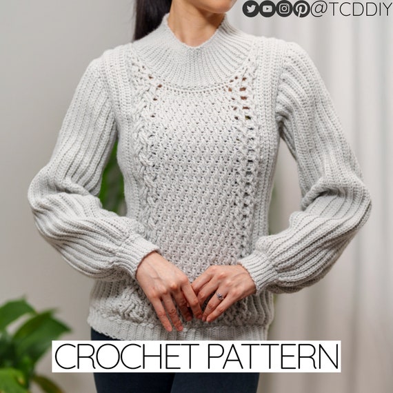 Crochet Pattern Cable Stitch Sweater Pattern PDF Download 
