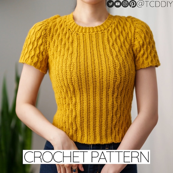 Crochet T-Shirt Pattern: Modern Almond Stitch Top (PDF Download)
