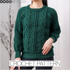 Crochet Pattern | Crochet Cable Stitch Sweater Pattern | Cable Stitch Crewneck Sweater | PDF Download