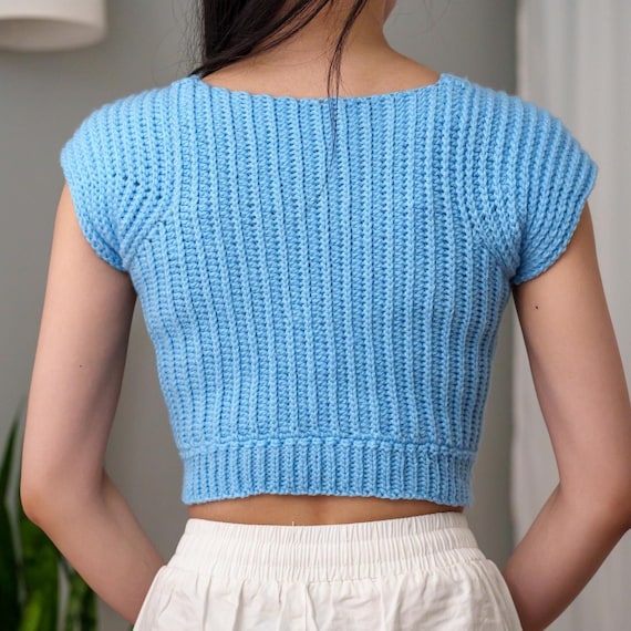 Buy Crochet Crop Top Pattern: Sweetheart Cable Stitch, Short