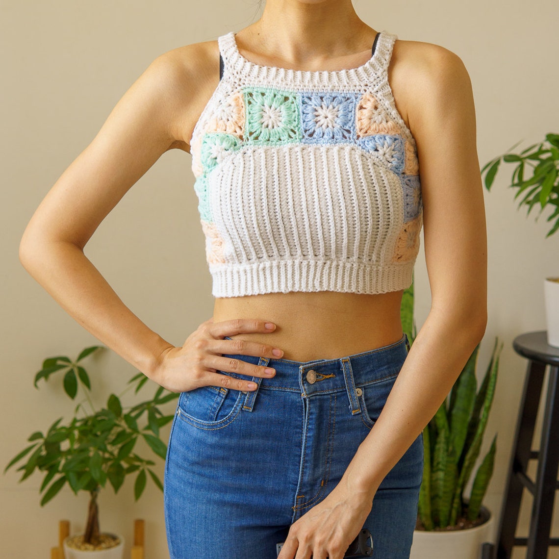 Handmade Crochet Granny Square Crop Top | Etsy