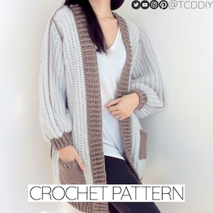 Crochet Pattern | Oversized Reversible Cardigan Sweater Jacket W. Pockets | PDF Download