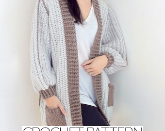 Crochet Pattern Oversized Reversible Cardigan Sweater Jacket W
