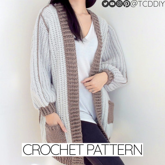Crochet Pattern | Oversized Reversible Cardigan Sweater Jacket W. Pockets | PDF Download