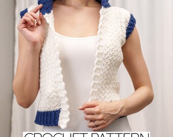 Crochet Hoodie Vest Pattern: Suzette Stitch Sleeveless Bomber (PDF Download)