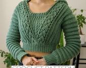 Crochet Cable Stitch Cropped Hoodie Pattern: Long Sleeve Jumper (PDF Download)