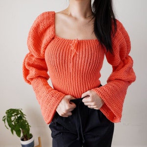 BiBi Square Neckline with Puff Sleeve Crochet Top main image 1