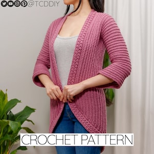 Haakpatroon | Vest sweaterjack met sterstiksel en uitlopende zoom | Pdf-download