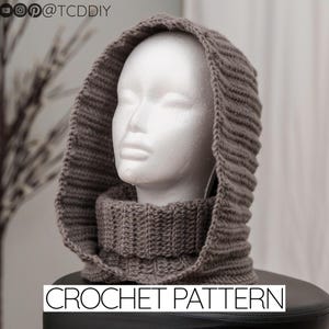Crochet Pattern | Hooded Turtleneck | Ribbed Cowl Neck Hood | PDF Download