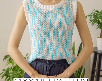 Patrón de crochet / Camiseta de tirantes fácil de punto musgo / Descarga PDF