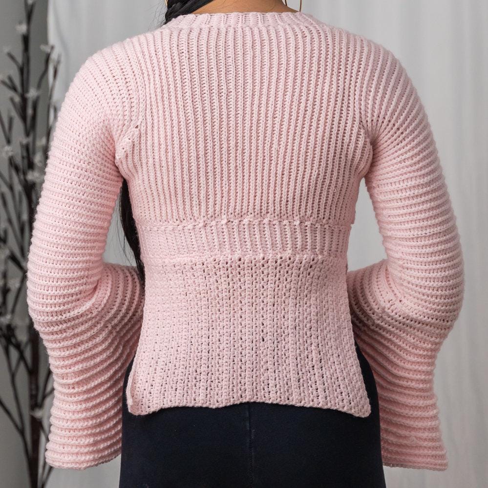 Bell Sleeve Lace Up Knit Sweater – arolora