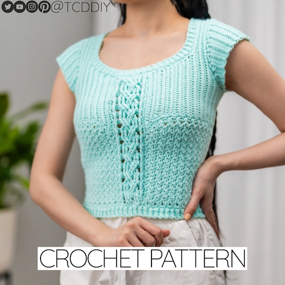 Crochet T-Shirt Pattern: Suzette Stitch Cable Top (PDF Download)