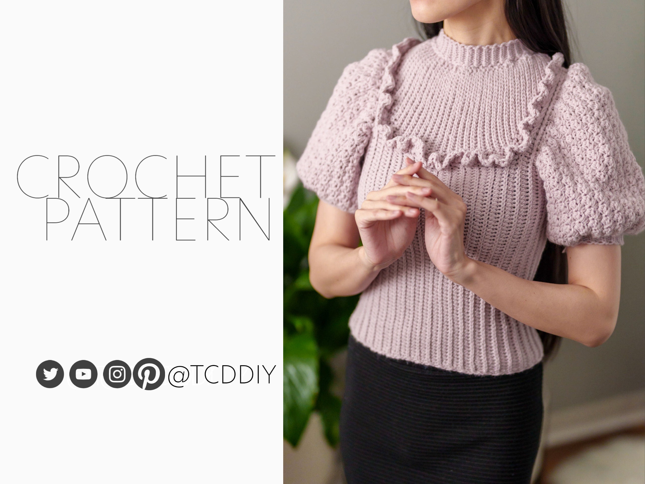 Crochet Puff Sleeve Top PDF Pattern Etsy UK