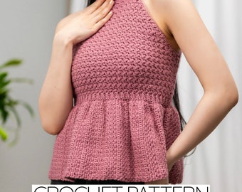 Crochet Pattern | Mock Neck Peplum Pattern | Peplum Top Pattern | PDF Download