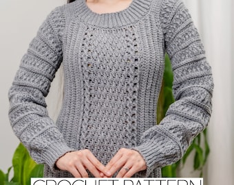 Crochet Pattern | Long Sleeve Cable Stitch Sweater W. Alpine Details | Jumper | PDF Download