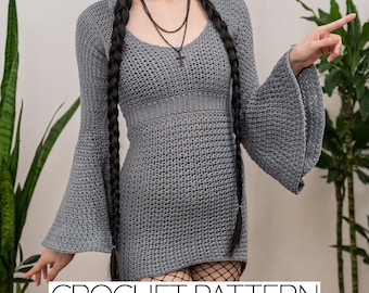 Crochet Pattern | Bell Sleeve Hooded Dress | PDF Download