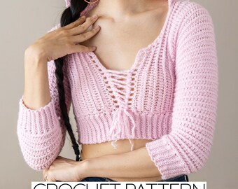 Crochet Corset Hoodie Pattern: Ribbed Crop Top (PDF Download)