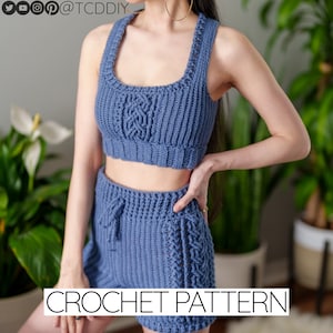 Crochet Pattern Bundle | Cable Stitch Bralette & Shorts W. Drawstring | PDF Download