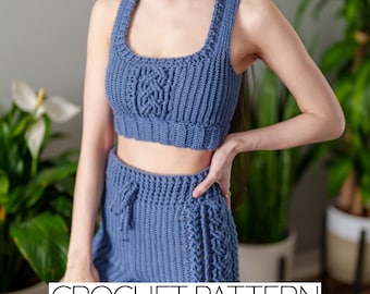 Crochet Pattern Bundle | Cable Stitch Bralette & Shorts W. Drawstring | PDF Download