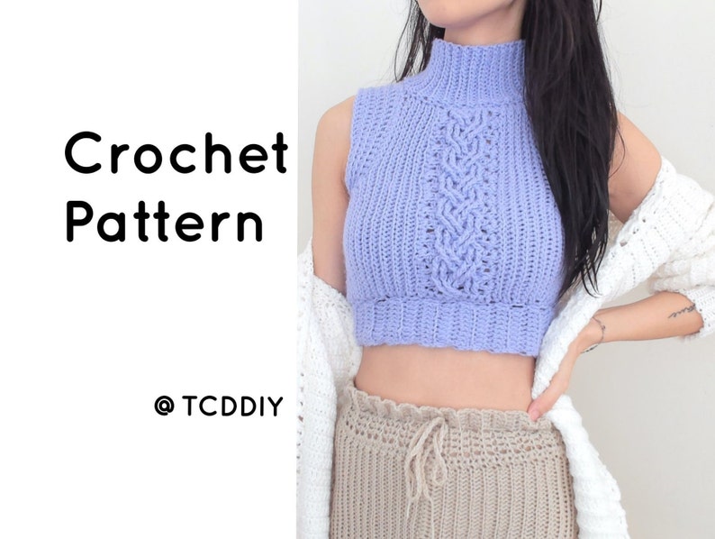 Crochet Pattern Crochet Cable Stitch Cropped Turtleneck - Etsy