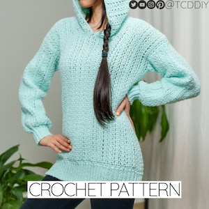Crochet Pattern | Cozy Hooded Sweater | Moss Stitch Jumper Hoodie | PDF Download