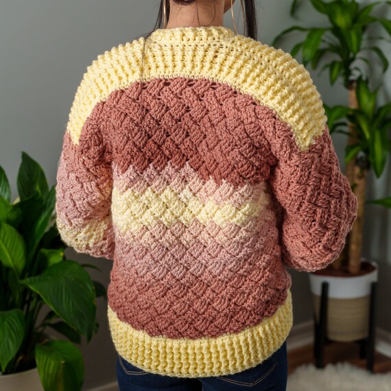 Crochet Pattern | Basketweave Cardigan Sweater | Jacket
