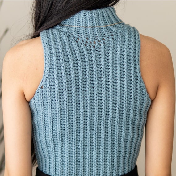 Débardeur Femme Bleu Coton 100% - Taille XL - Col Orné Crochet - Neuf Avec étiquette