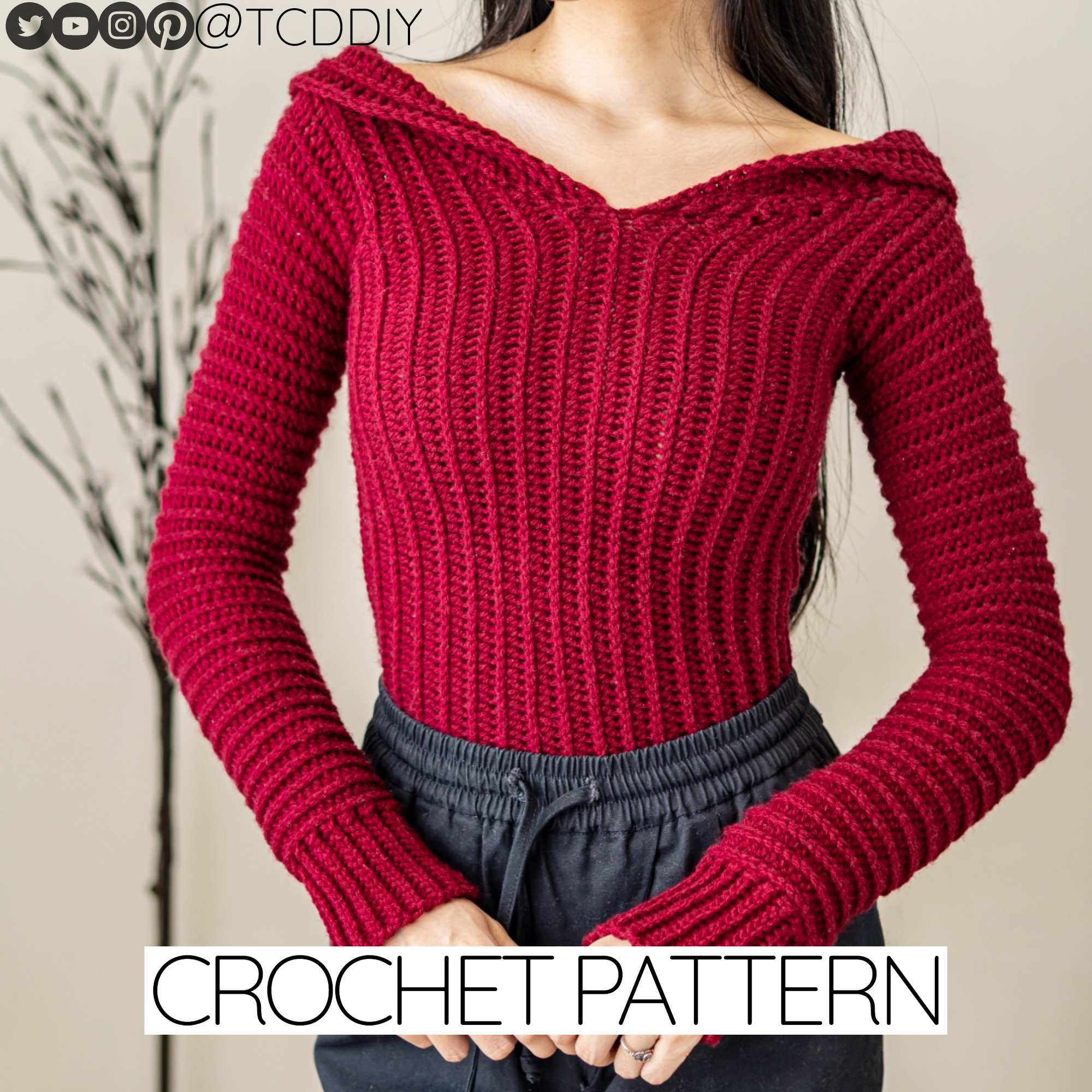 Crochet Pattern Long Sleeve Fold Top Pattern PDF Download 