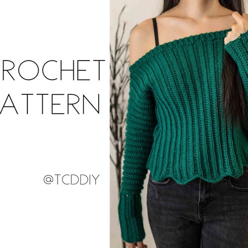 Crochet off the Shoulder Sweater Pattern 737 DIGITAL DOWNLOAD - Etsy