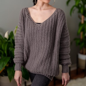 Crochet Pattern Crochet Batwing V Neck Sweater PDF - Etsy