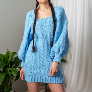 Crochet Pattern Crochet Balloon Sleeve Sweater Dress PDF Download image 5